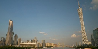 日落时分广州市著名滨江市区著名全景4k中国