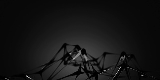 透明的黑色分子网格3D渲染可循环的动画