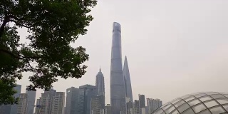 白天上海市区海湾全景4k中国
