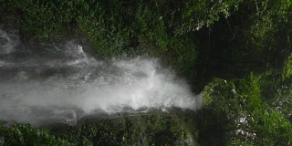 垂直和缓慢的动作瀑布在雨林。