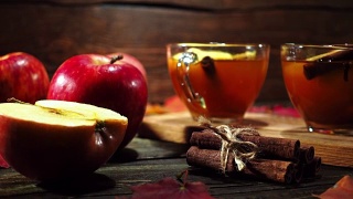 秋天的热苹果酒视频素材模板下载