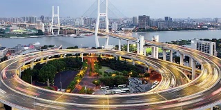 4K:白天到夜晚的南浦大桥，上海，中国