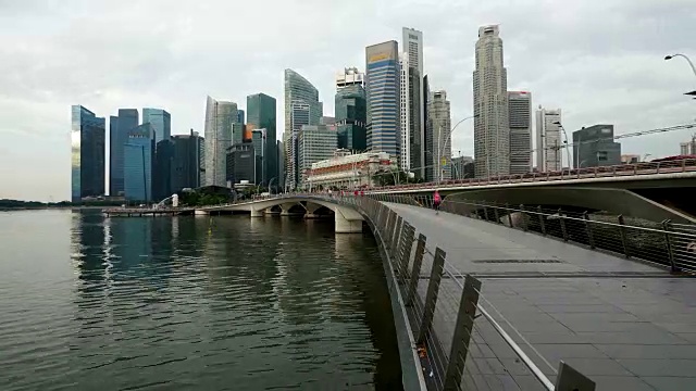 放大拍摄的新加坡商业区上午的时间流逝