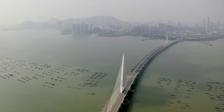 深圳湾大桥鸟瞰图(无人机拍摄)