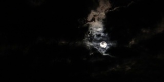 满月投光在多云的夜空