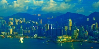 时间流逝美丽的香港城市天际线