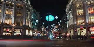 牛津街圣诞彩灯展示，时光流逝