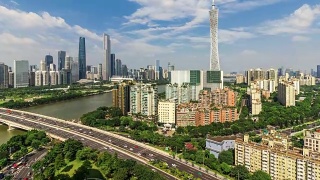 广州skyline.Timelapse / 4 k /广州,中国。视频素材模板下载