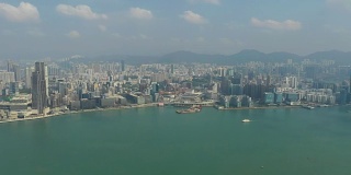 从天空俯瞰香港摩天大楼