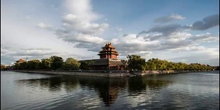 T/L WS View of the Corner of the Forbidden City / Beijing，中国北京