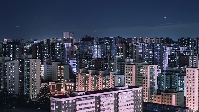 T/L WS HA Cityscape of Residential Area at Night /北京，中国