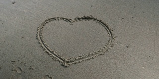 湿沙中的心脏形状