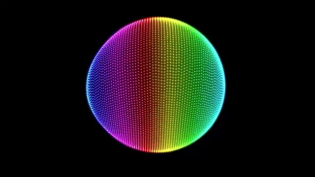 明亮多彩的三维球体形状旋转无缝环