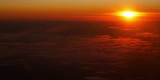 日落太阳轻飞机窗口视图全景4k中国