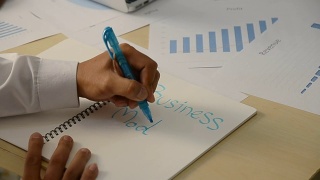 商人用记号笔在纸上写下商业模式视频素材模板下载