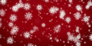 4k圣诞动画背景，雪花配着雪白的雪花红