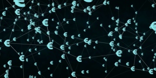 欧元货币图标是相互连接的。互联的概念在现代世界。