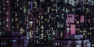 T/L MS TU夜间住宅区鸟瞰图/北京，中国
