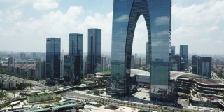中国苏州现代城市综合体航拍