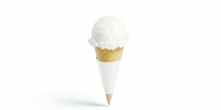 空白白色冰淇淋蛋筒包装模型，环状旋转