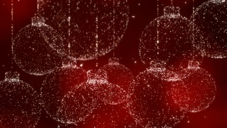 红色背景的圣诞球。视频素材模板下载