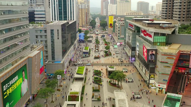 白天时间深圳市著名商业街航拍4k中国全景