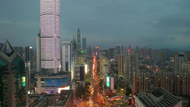 夜光深圳市区交通街道航拍全景4k中国