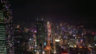 夜光深圳市区交通街道航拍全景4k中国视频素材模板下载