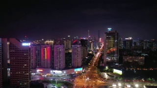 夜光深圳市区交通街道航拍全景4k中国视频素材模板下载