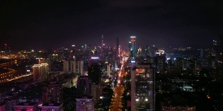 夜光深圳市区交通街道十字路口航拍全景4k中国
