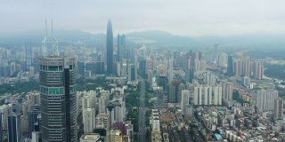 白天时间深圳市区交通街道航拍4k中国