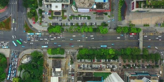 白天时间深圳市区交通街道高空俯视图4k中国