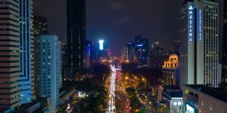 夜光深圳交通街道航拍全景，时间跨度为4k中国