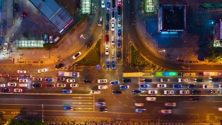 夜光照亮深圳交通十字路口航拍时间4k中国视频素材模板下载