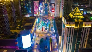 夜光照亮深圳城市商业街航拍时间4k中国视频素材模板下载