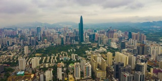 深圳城市景观航空全景图，时间跨度为4k中国