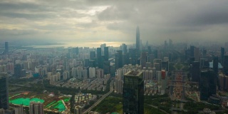 深圳城市景观航空全景图，时间跨度为4k中国