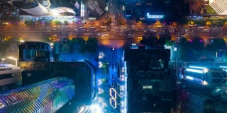 夜间深圳商业交通街道空中降落时间为4k中国