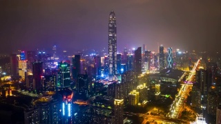 夜光深圳市区航拍全景，时间跨度4k中国视频素材模板下载