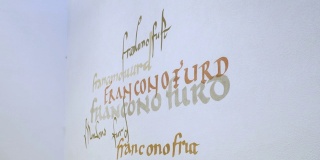 法兰克福历史名称用不同字体书写在白色背景上