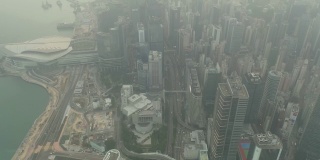 鸟瞰日出时的香港天际线