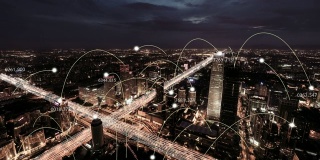 北京城市网络技术从白天到夜晚的T/L HA鸟瞰图