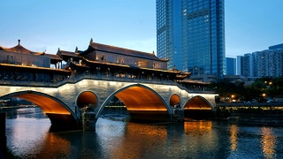 安顺桥夜景，中国四川视频素材模板下载