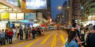 慢镜头:香港弥敦道角购物街孟号的行人