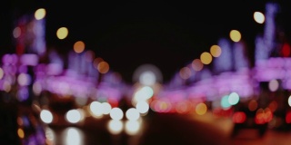 香榭丽舍大街夜晚散焦灯光背景，法国巴黎