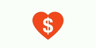 爱的心脏跳动与美元标志插图Cinemagraph风格