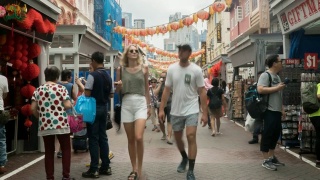 新加坡唐人街街头视频素材模板下载