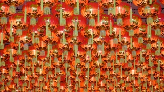 中国灯笼，庆祝中国新年，中国红灯笼，庆祝春节视频素材模板下载
