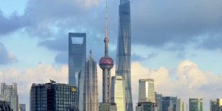 4K:从白天到日落的上海摩天大楼，中国