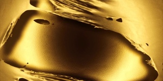 飞过撕成一层一层的金色布料。抽象动画与阿尔法哑光组成。3 d渲染。4 k UHD